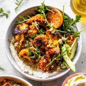 Turmeric Roasted Cauliflower Bowls with Whipped Feta