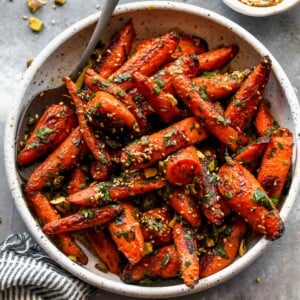 Coriander Roasted Carrots with Parsley and Pistachios