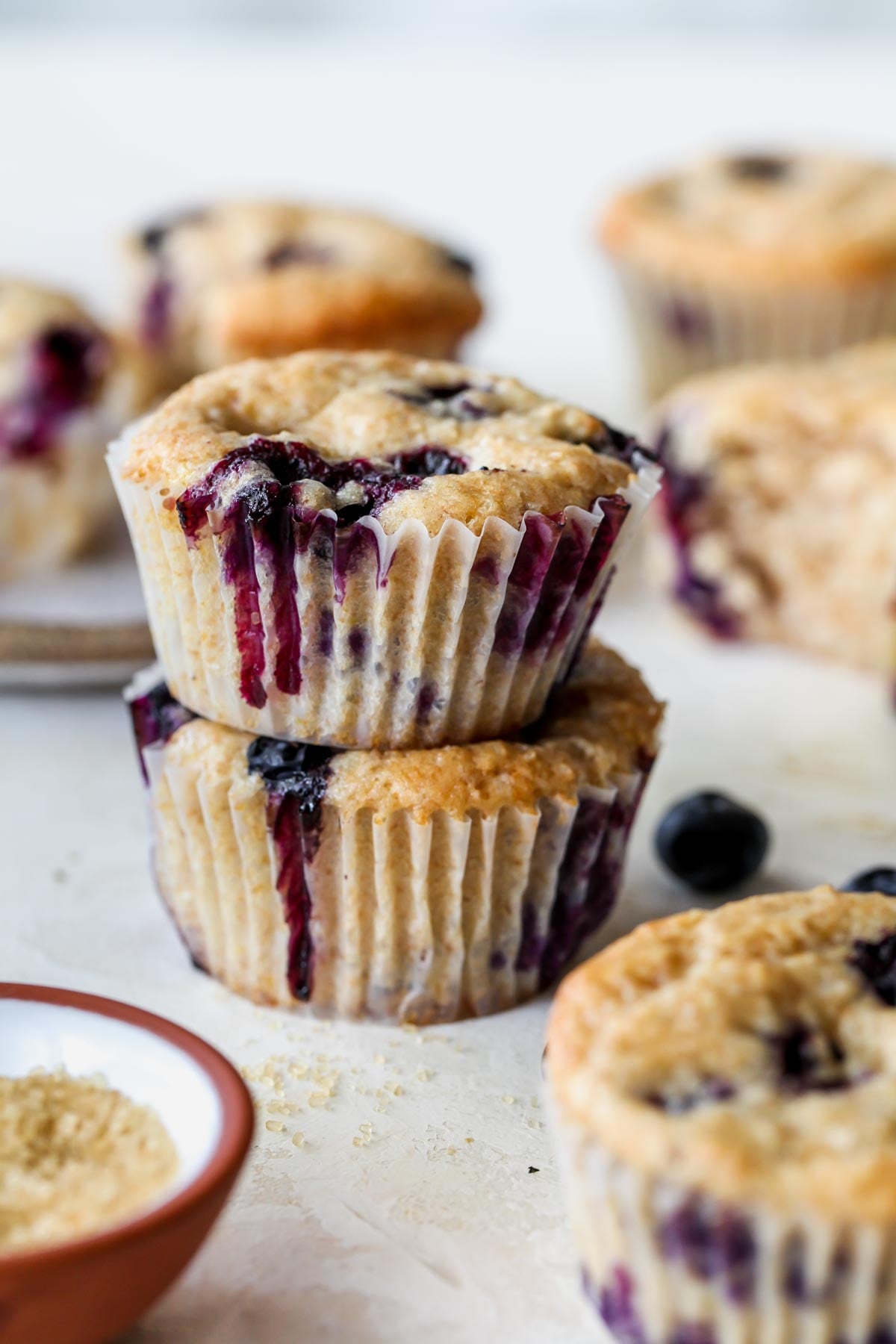 Two muffins stacked on top of one another