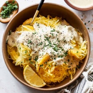 Spaghetti Squash Alfredo (Vegan)