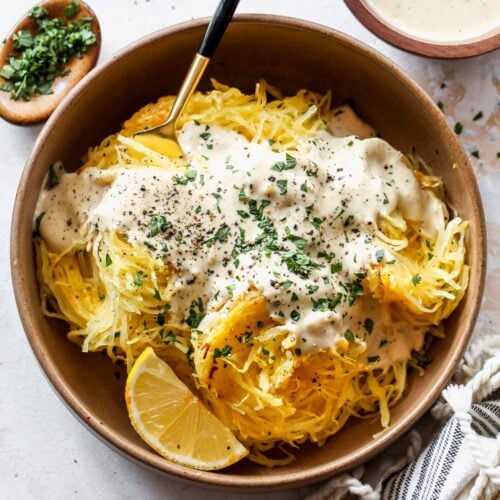 Spaghetti Squash Alfredo (Vegan)