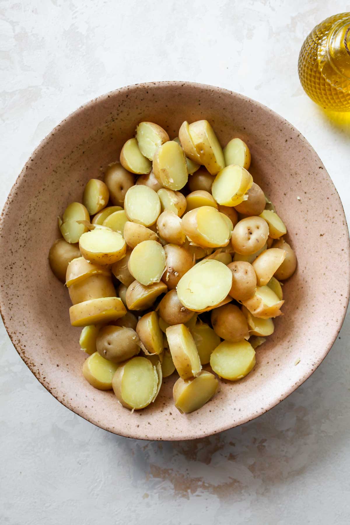 Baby potatoes sliced into thirds