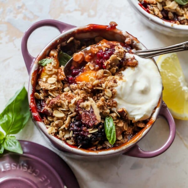Summer Fruit Crisps with Honey-Whipped Goat Cheese