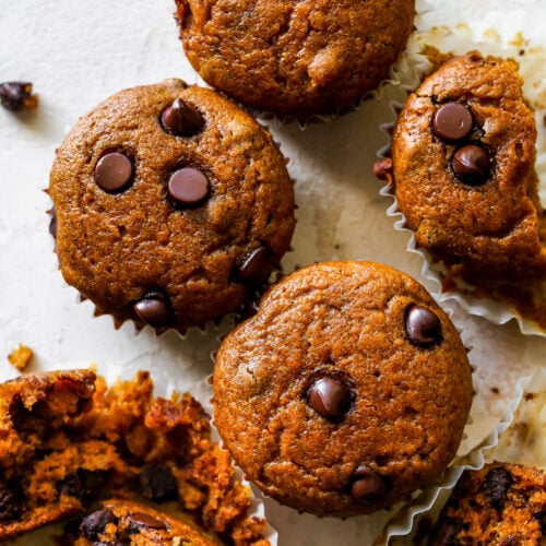 Healthy Pumpkin Chocolate Chip Muffins (Gluten Free)