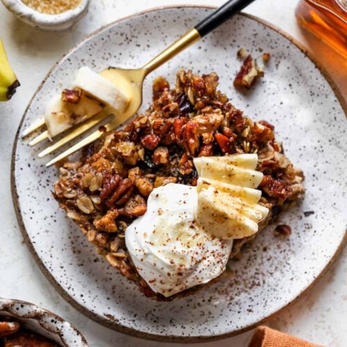 Chai Spiced Baked Oatmeal with Pecan Crumble