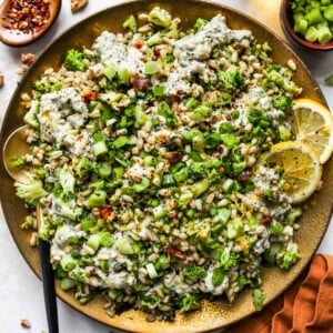 Super Green Grain Salad with Walnut Dressing