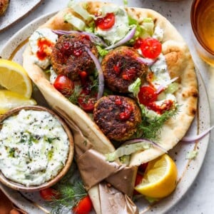 Falafel Gyros with Feta Tzatziki