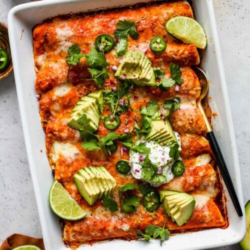Veggie Enchiladas with Roasted Red Pepper Sauce