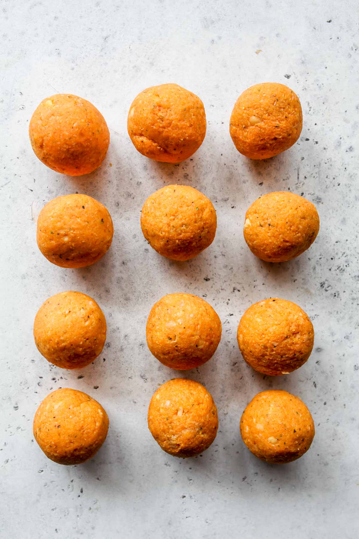 Chickpea mixture being rolled into balls