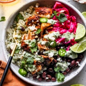 Fish Taco Bowls with Cilantro-Lime Rice