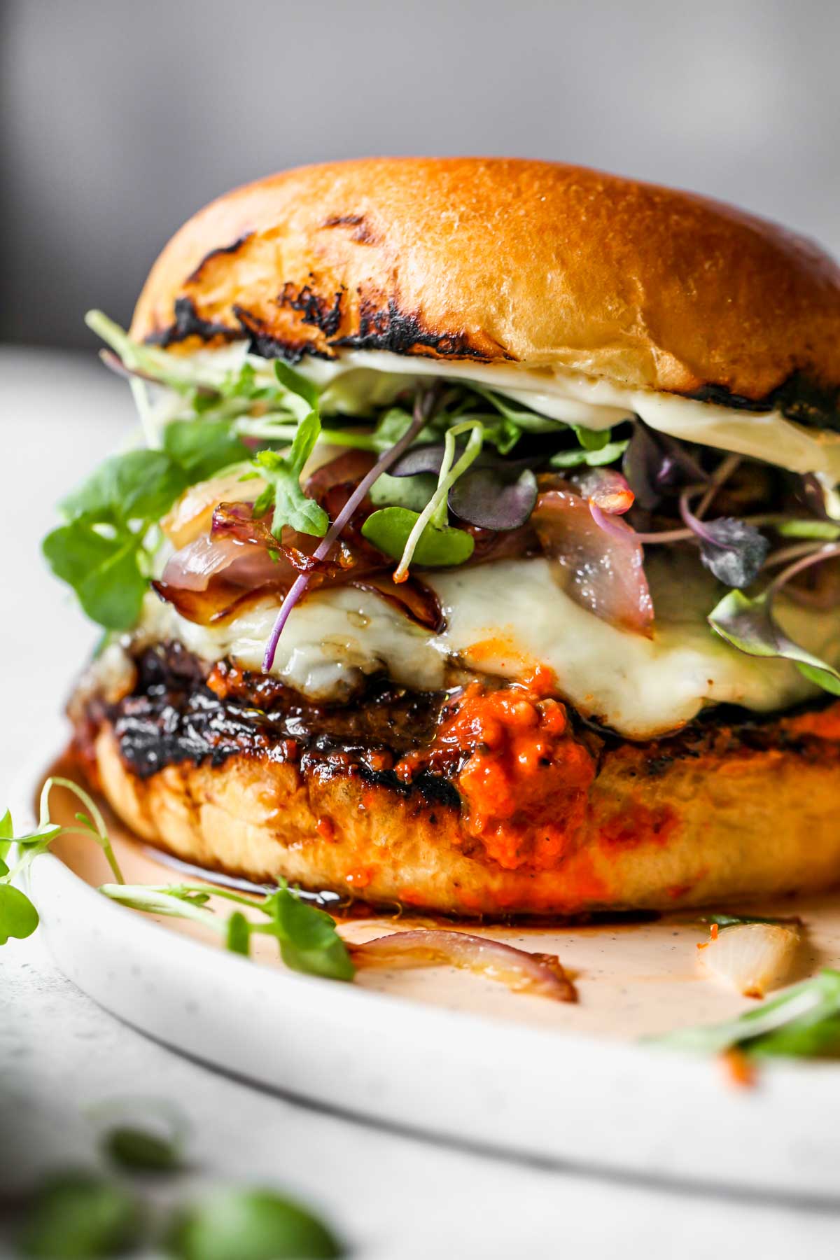 Portobello mushroom burger styled on a plate