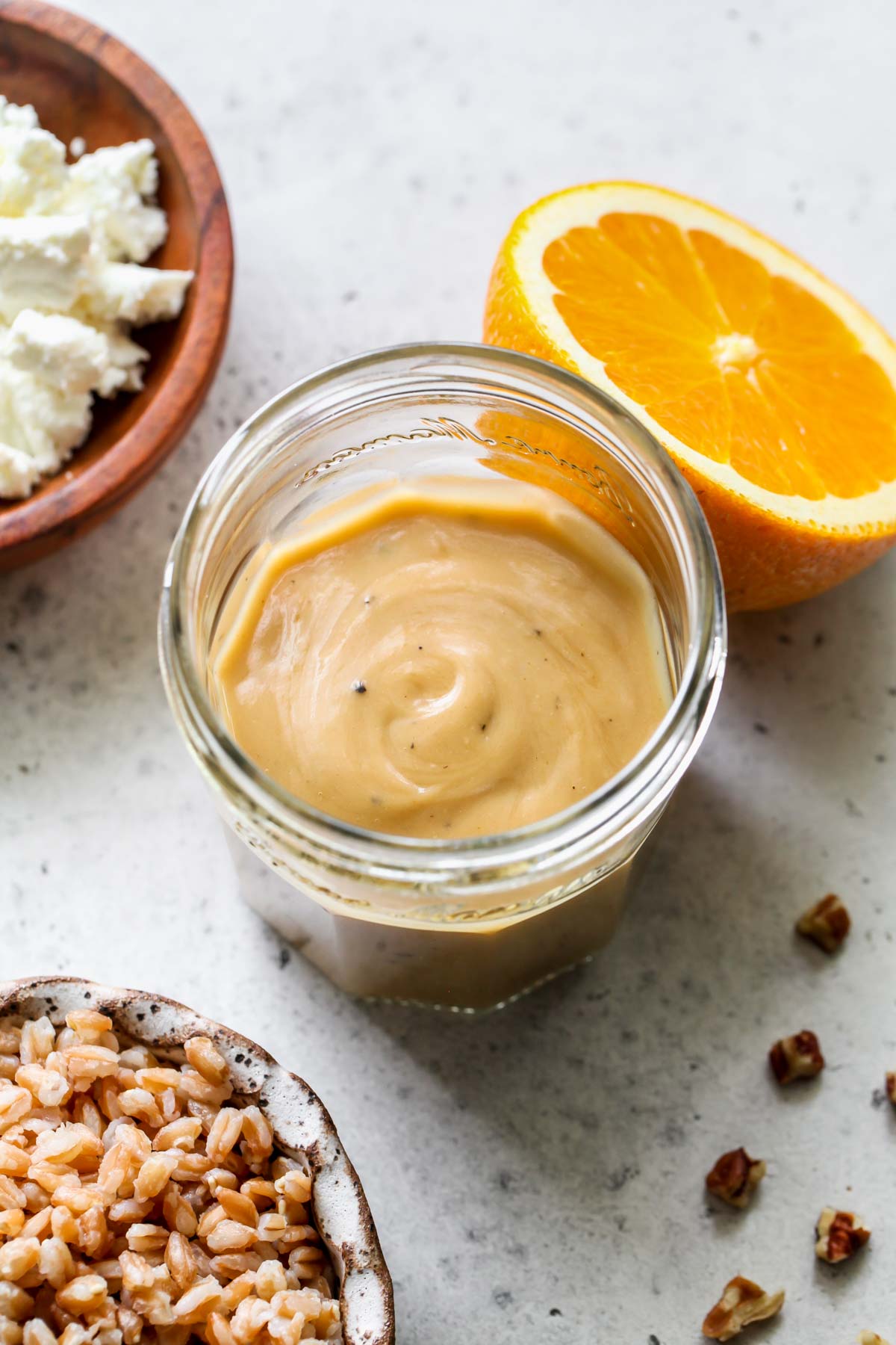 Almond Honey Mustard Dressing in a glass jar