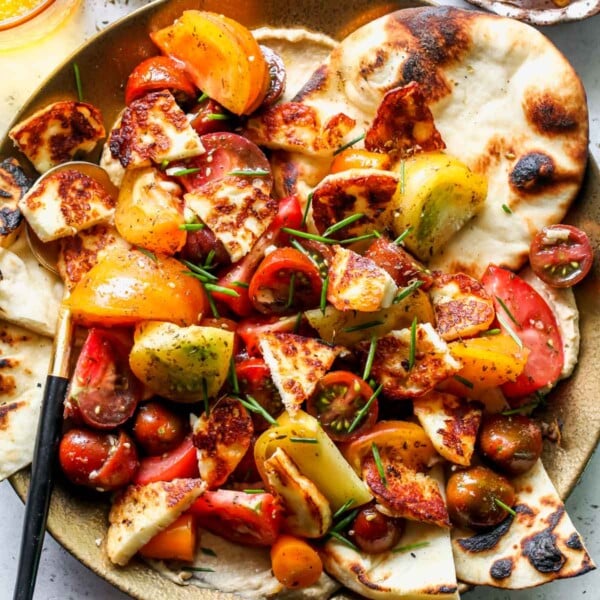 Za'atar Marinated Tomatoes with Halloumi