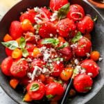 Watermelon Tomato Basil Salad