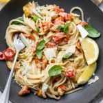 Creamy Tahini Pasta with Burst Cherry Tomatoes