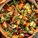 Arugula and Persimmon Salad with Halloumi Croutons