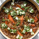 Stewed Lentils with Marinated Feta