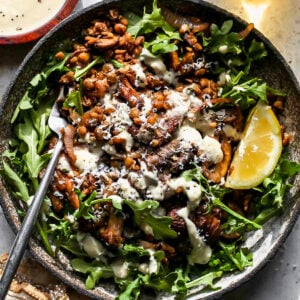 Warm Balsamic Mushroom and Lentil Salad