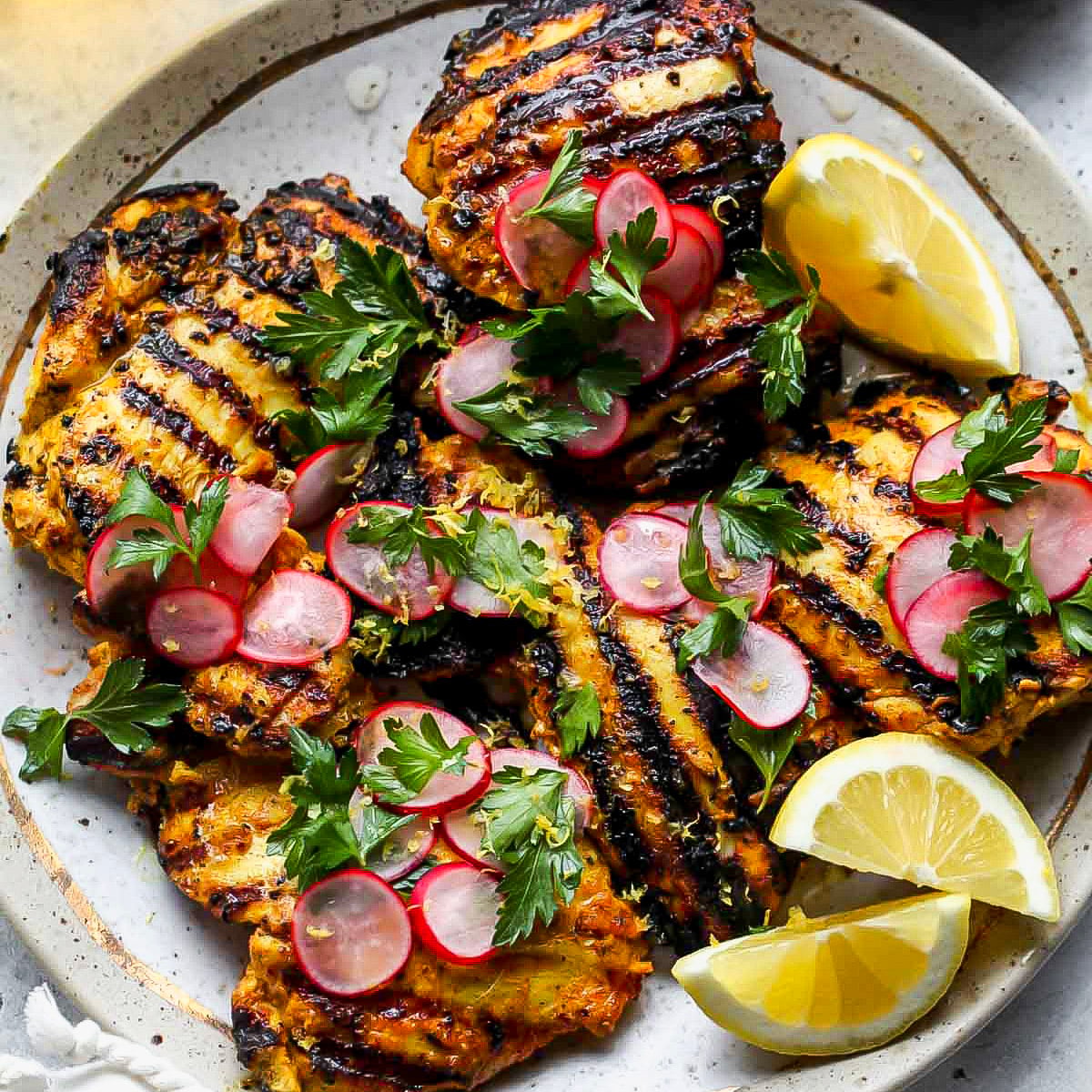 Turmeric Grilled Chicken with Lemon-Radish Salad