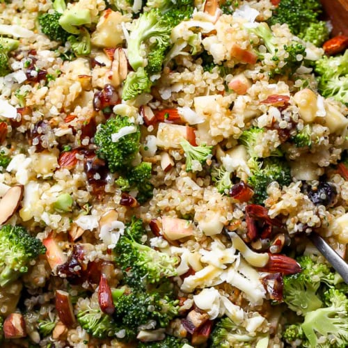 Broccoli-Cheddar Quinoa Salad with Honey-Mustard