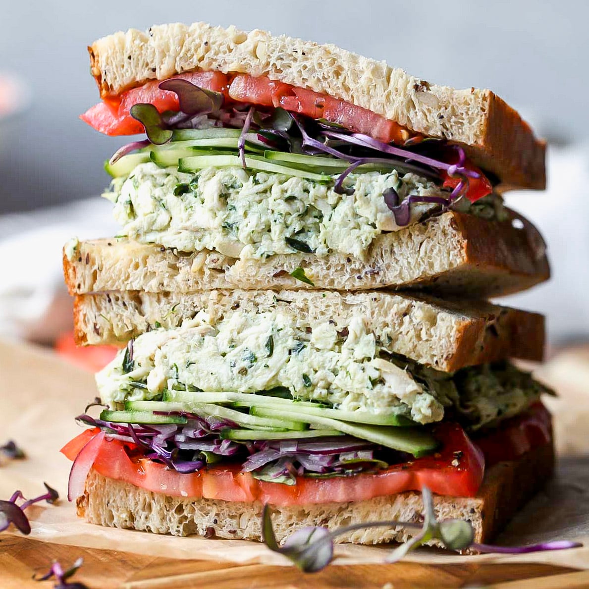 Green Goddess Chicken Salad Sandwiches