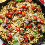 One Pan Pesto Chicken and Orzo