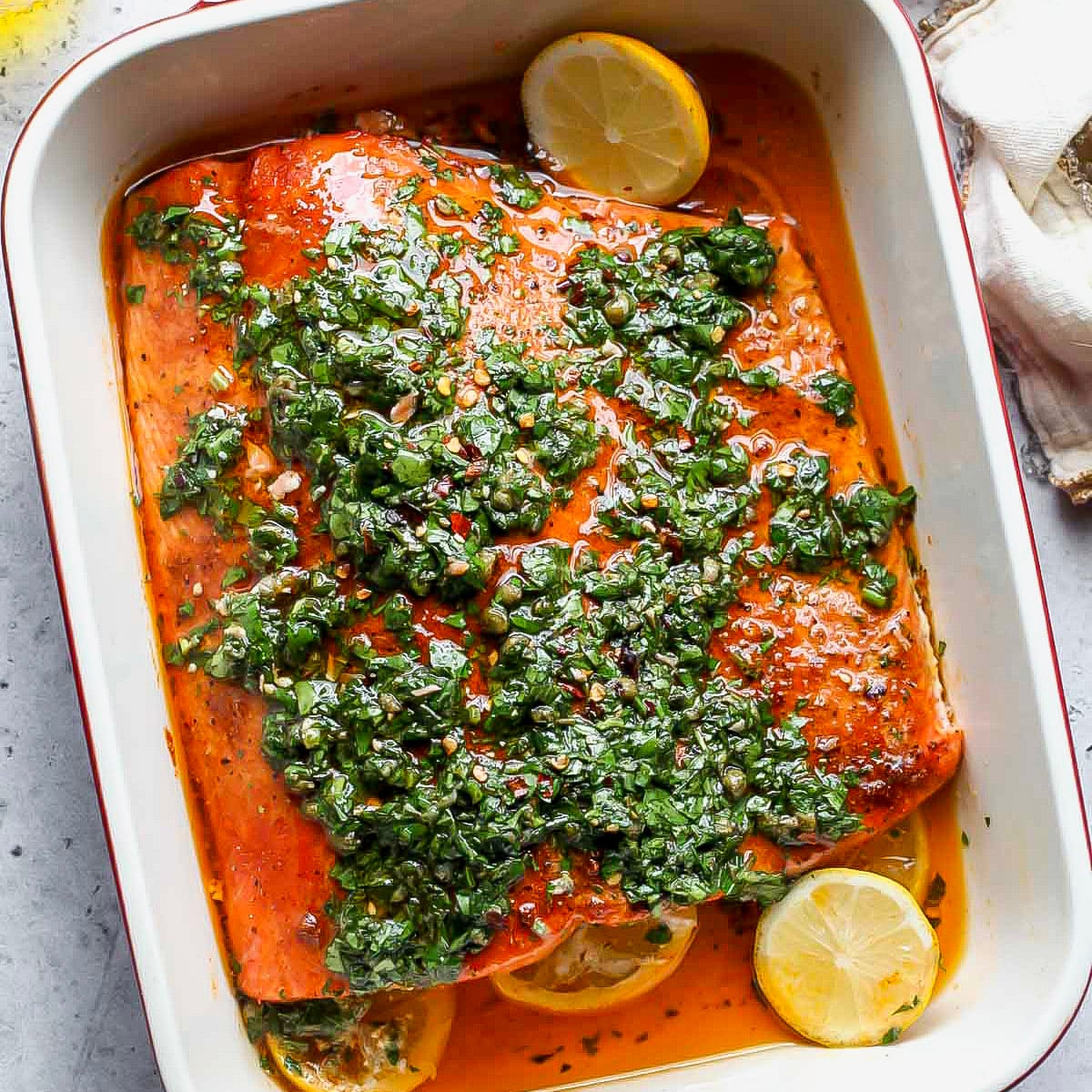 Slow-Roasted Salmon with Za'atar Salsa Verde