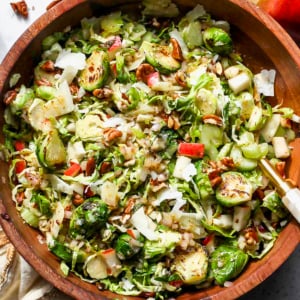 Brussels Salad with Pear and Pecans
