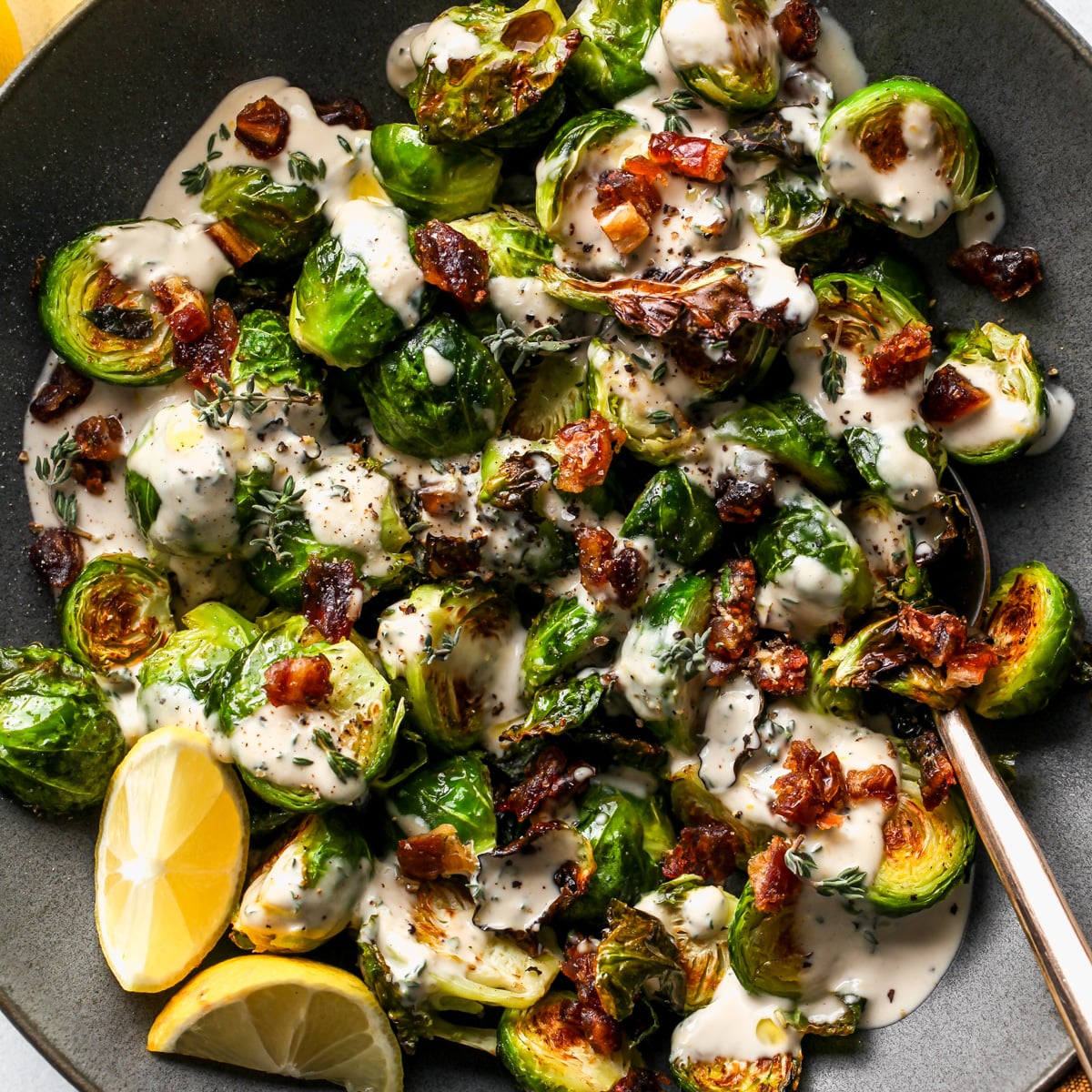 Tahini-Thyme Brussels Sprouts