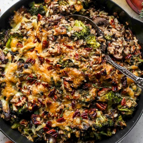 One Pan Wild Rice and Cheesy Broccoli Casserole