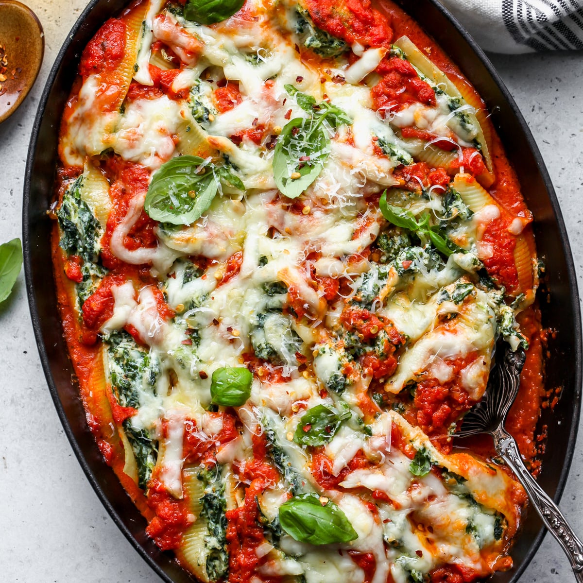 Pesto Stuffed Shells with Vodka Sauce