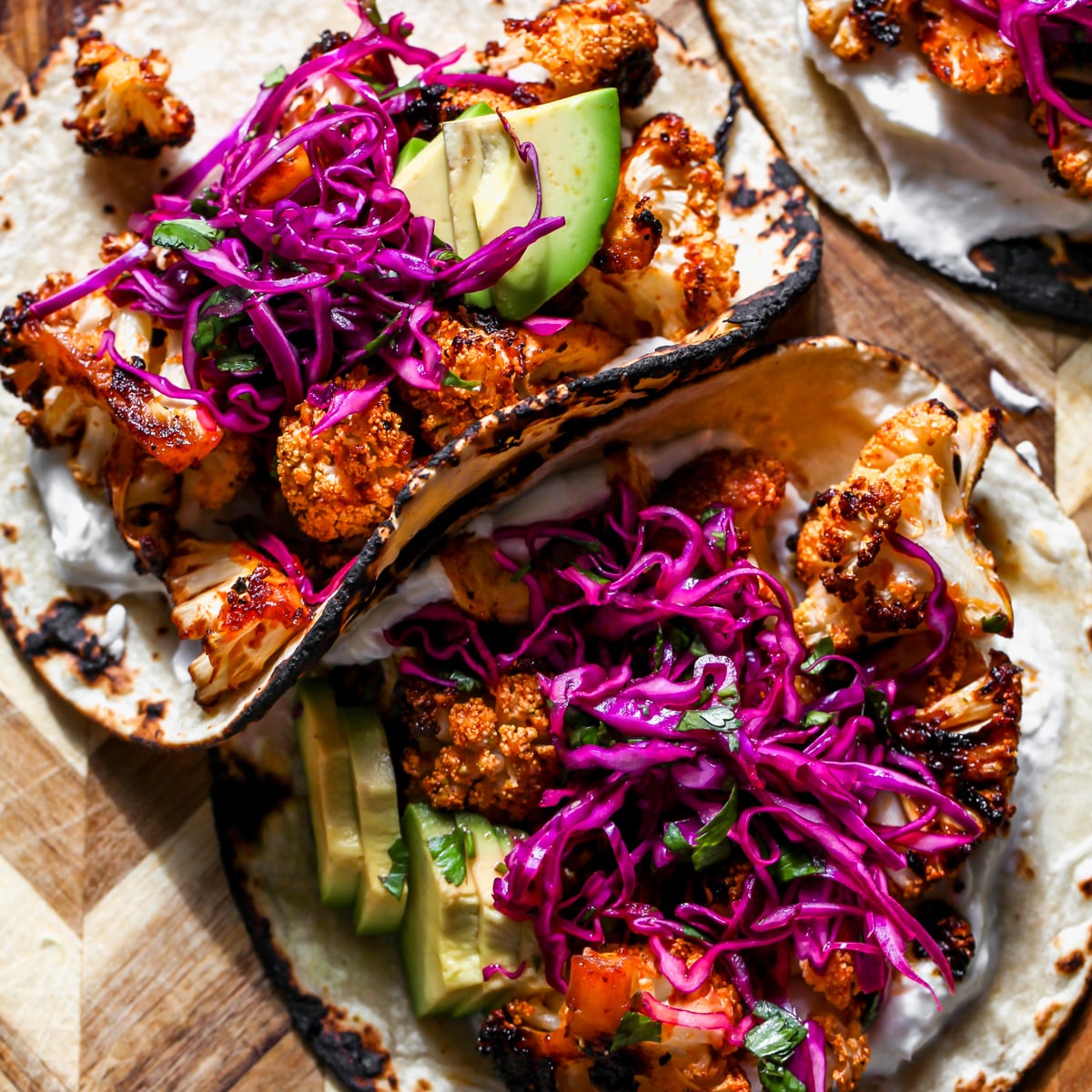 Chipotle Cauliflower Tacos with Garlic Aioli