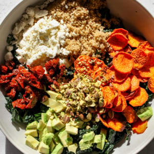 Kale and Sweet Potato Salad with Balsamic-Tahini