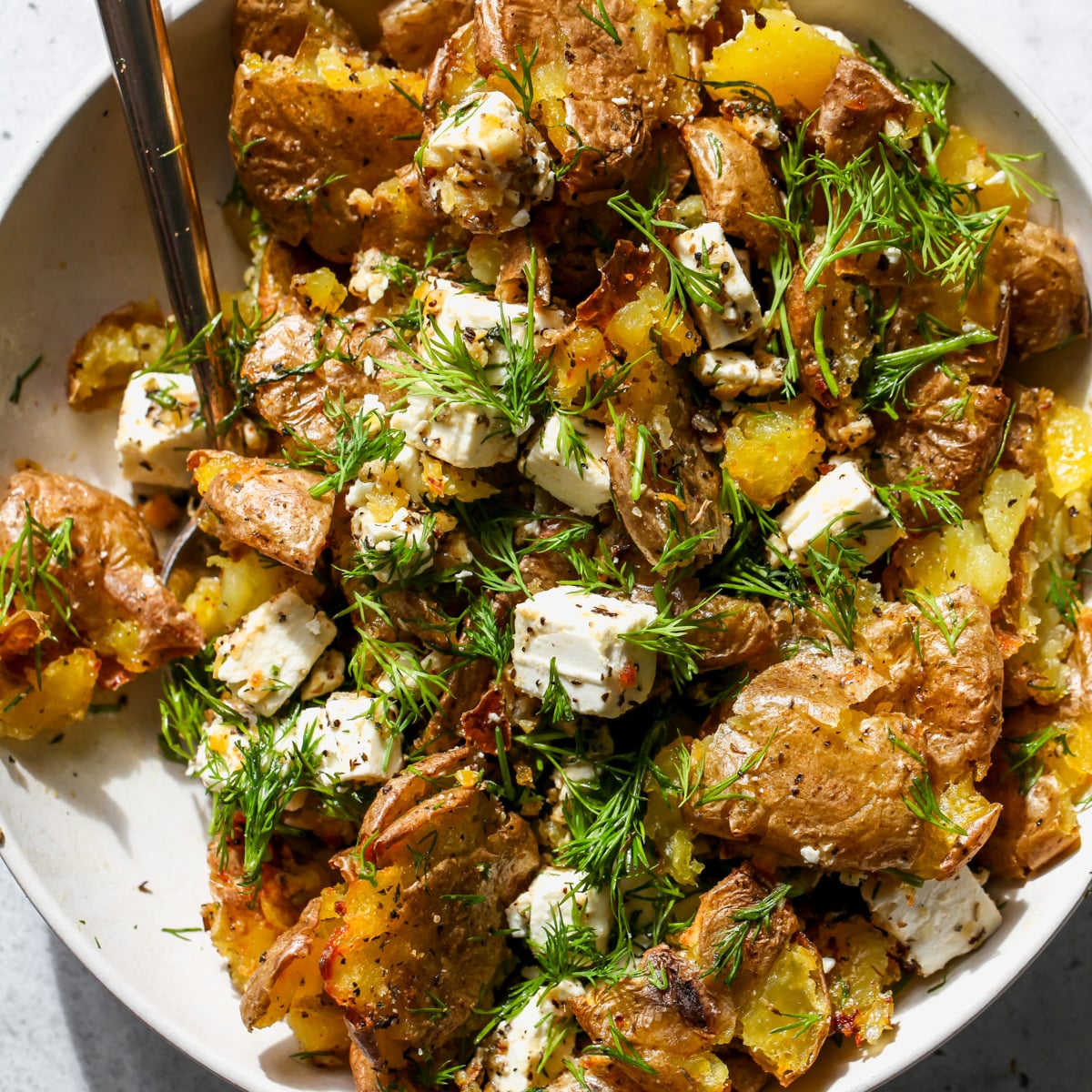 Crispy Lemon-Feta Roasted Potatoes