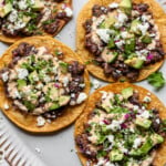 Black Bean Tostadas with Jalapeño-Feta Sauce
