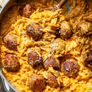 Sage Turkey Meatballs with Pumpkin Orzo