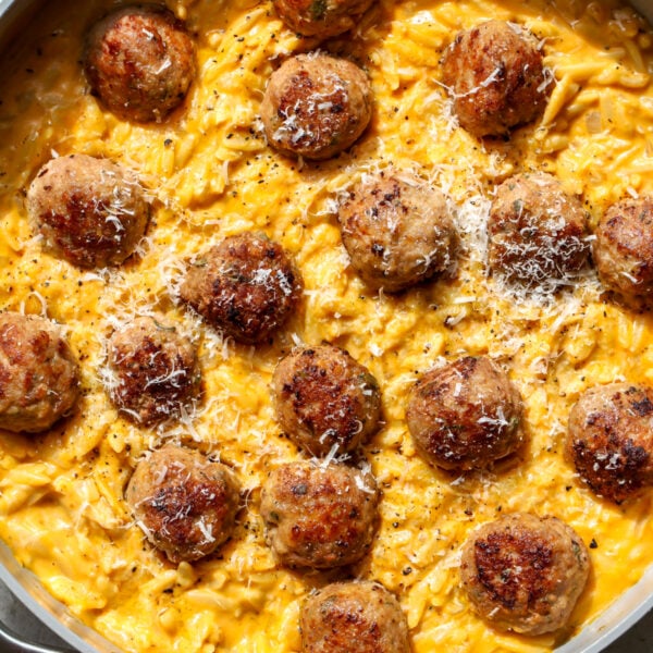 Sage Turkey Meatballs with Pumpkin Orzo