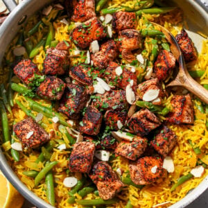 One Pan Sumac Salmon with Golden Rice