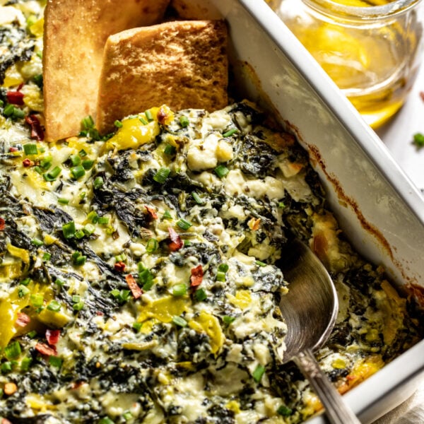 Spinach and Pepperoncini Baked Feta Dip